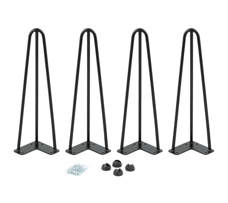 Lot De 4 Pieds épingle 40,5 Cm Pour Table Noir Design Industriel