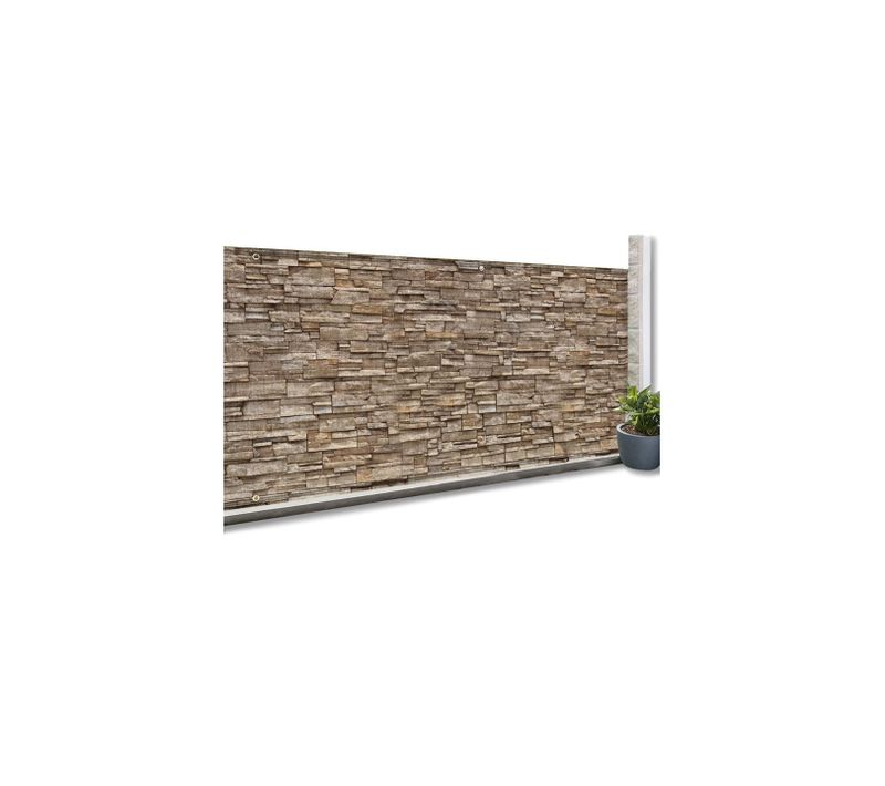 Brise Vue Occultant 1,5 X 10 M Motif Pierre Marron 160 Gr/m²