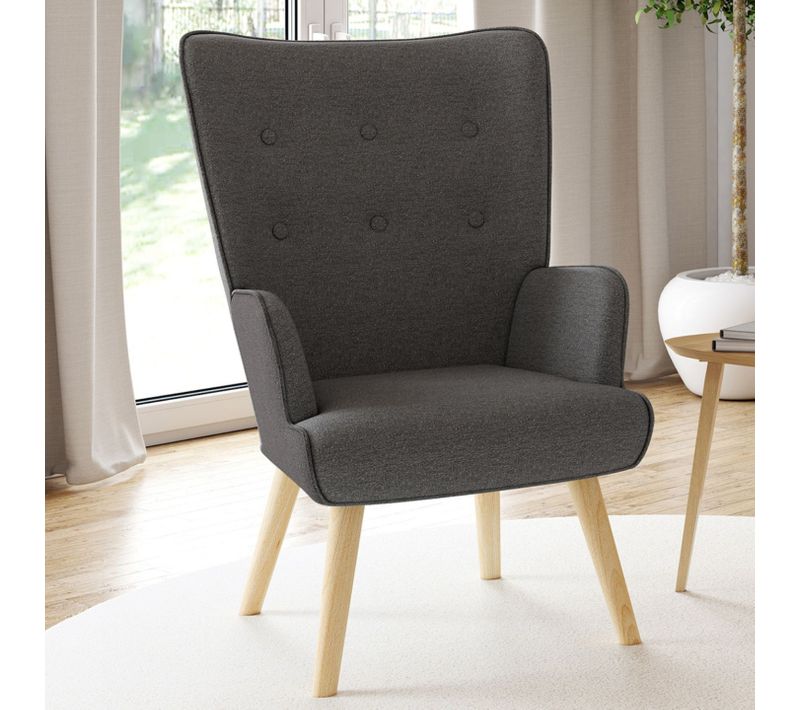 Fauteuil Scandinave Ivar En Tissu Gris Anthracite