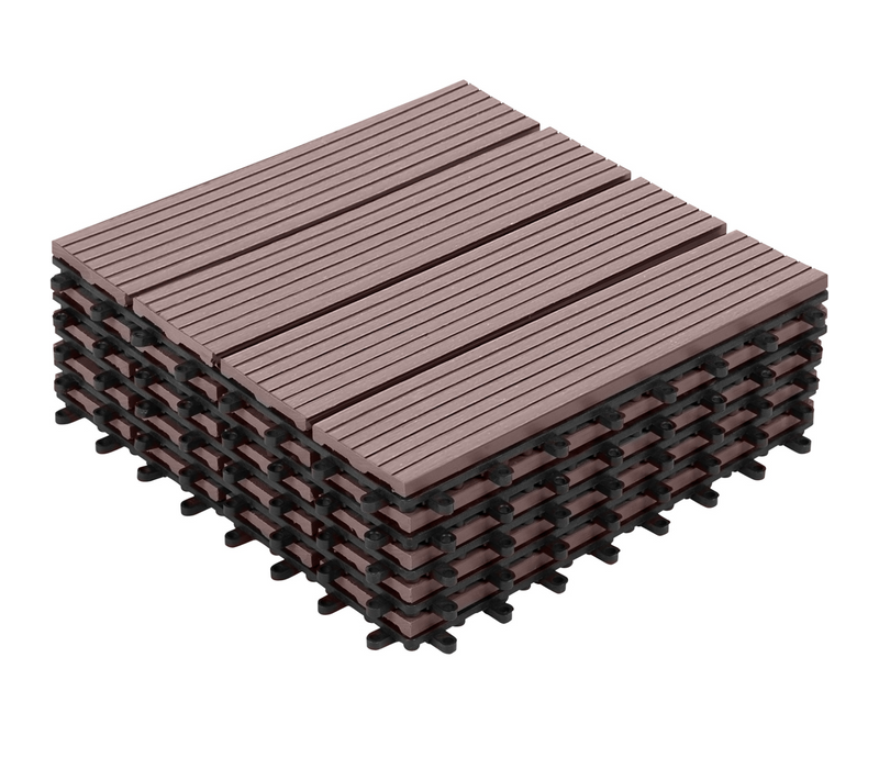 Lot De 5 Dalles De Terrasse Wodhy Clipsables Bois Composite Taupe 30 X 30 Cm