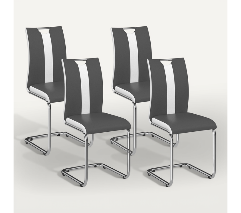 Lot De 4 Chaises Pia Grises Et Blanches Pour Salle à Manger