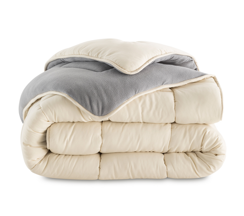 Couette 220x240 Cm Zoe Polaire Biface Gris Et Crème 400 Gr