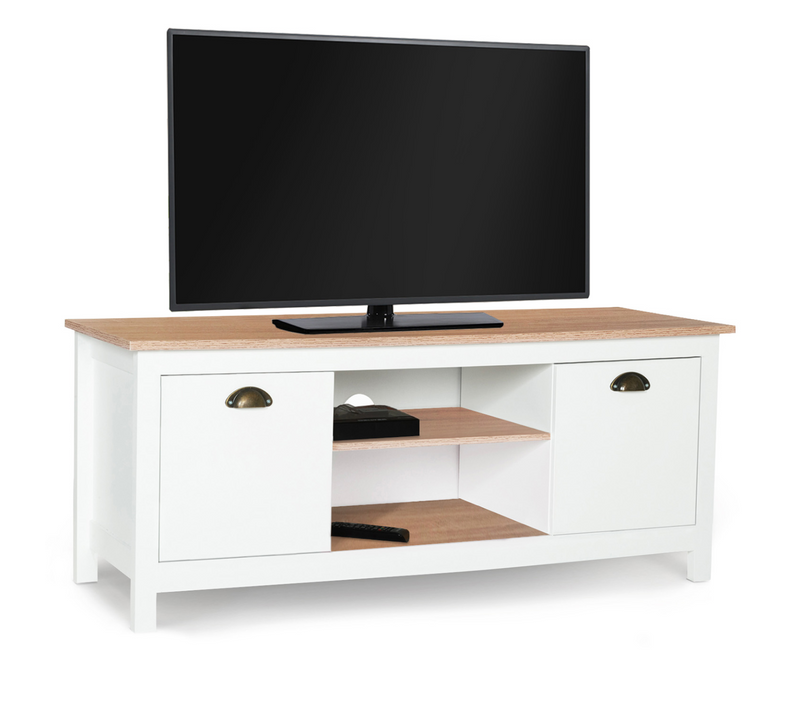 Meuble TV 113 Cm Campagne Isis Bois Et Blanc