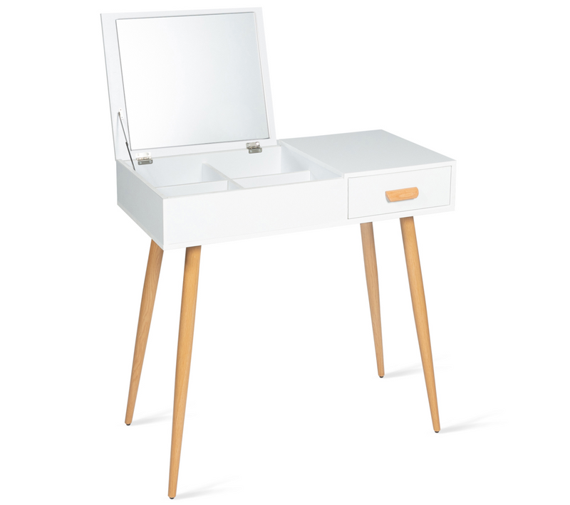 Coiffeuse Scandinave Lisa Miroir Rabattable Blanche