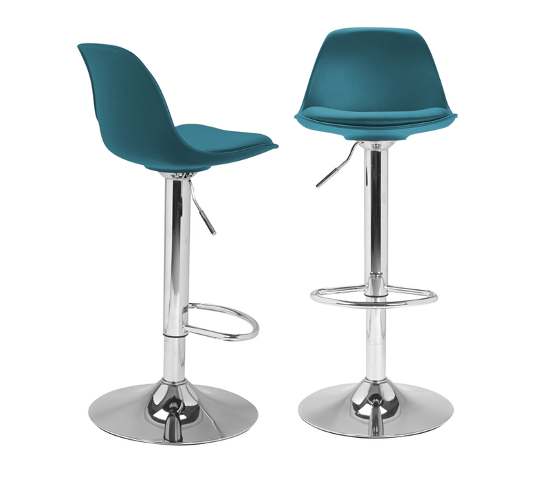 Lot De 2 Tabourets De Bar Karl Design Bleu Canard