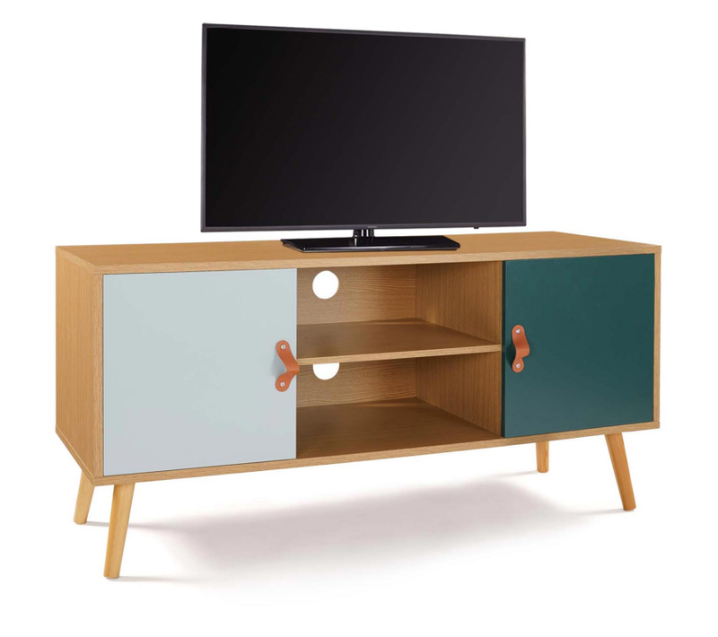 Meuble TV 113 Cm Scandinave Alize Bois Et Vert