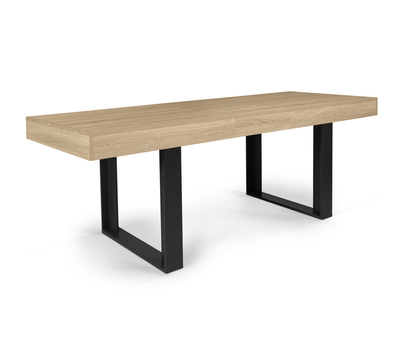 Table à Manger Extensible Rectangle Phoenix 4-8 Personnes Bois Et Noir 160-200 Cm