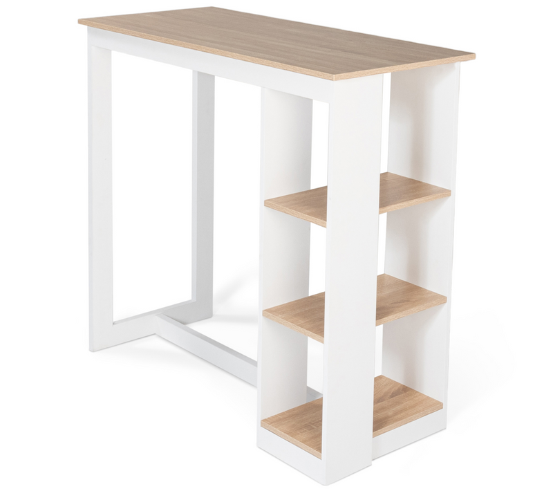 Table De Bar Barth 2 à 4 Personnes Ajourée Bois Blanc Et Plateau Façon Hêtre