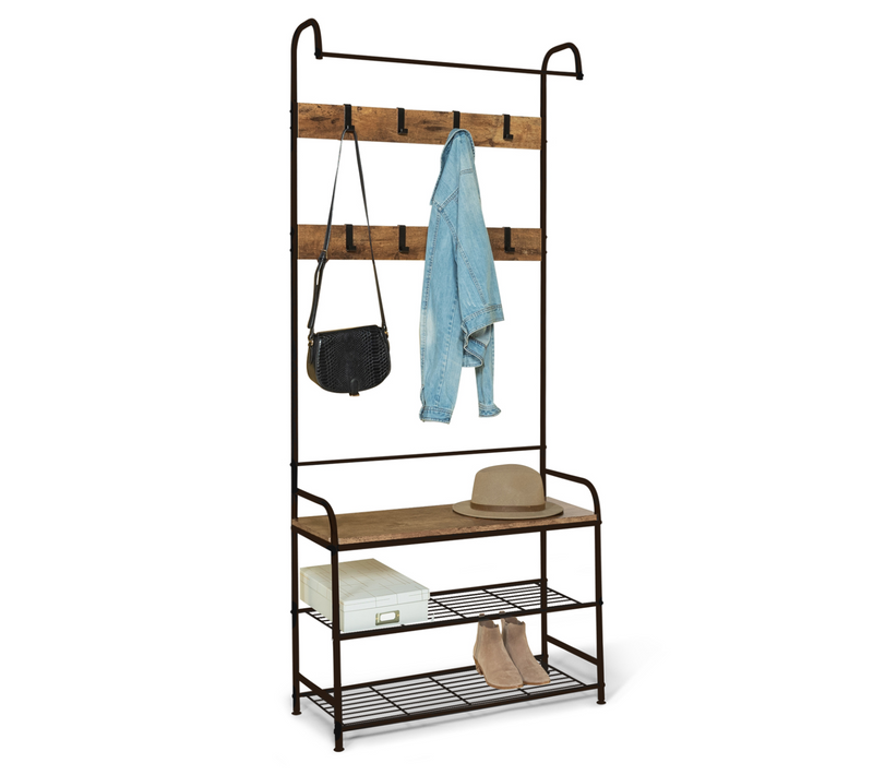 Vestiaire D'entrée Pedro 79 Cm Bois Et Noir Design Industriel
