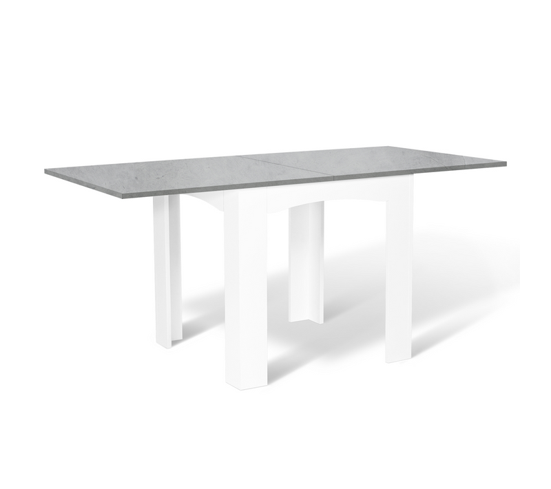 Table à Manger Extensible Rectangle Dona 4-8 Personnes Plateau Effet Béton 80-160 Cm