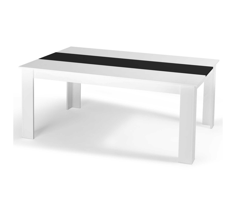 Table à Manger Rectangle Georgia 8 Personnes Blanche Et Noire 160 X 80 Cm