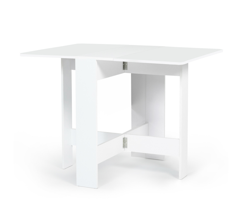 Table Console Pliable Edi 2-4 Personnes Bois Blanc 103 X 76 Cm
