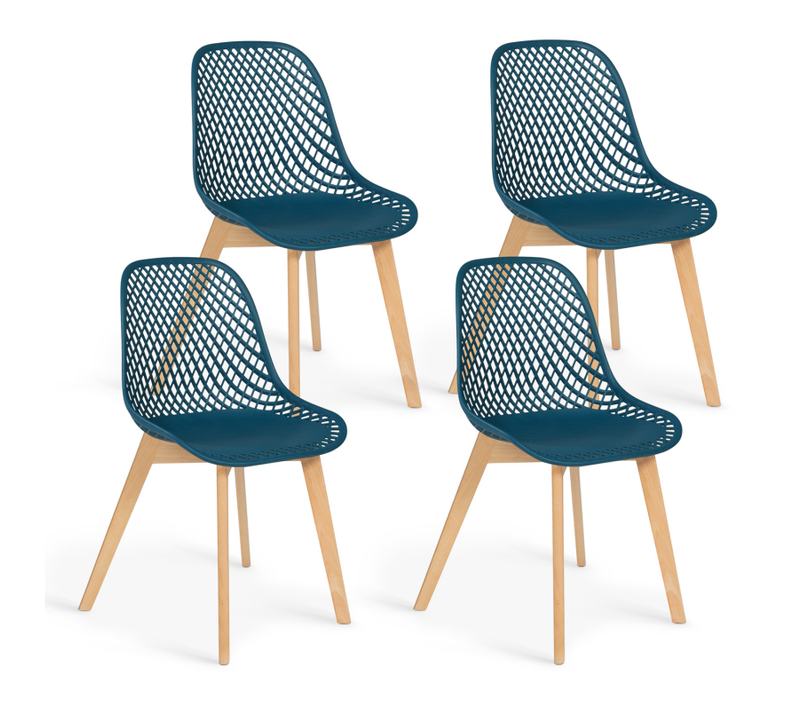 Lot De 4 Chaises Mandy Bleu Canard Pour Salle à Manger