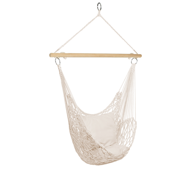 Fauteuil Suspendu Bohème 2 Coussins Écru Design Macramé