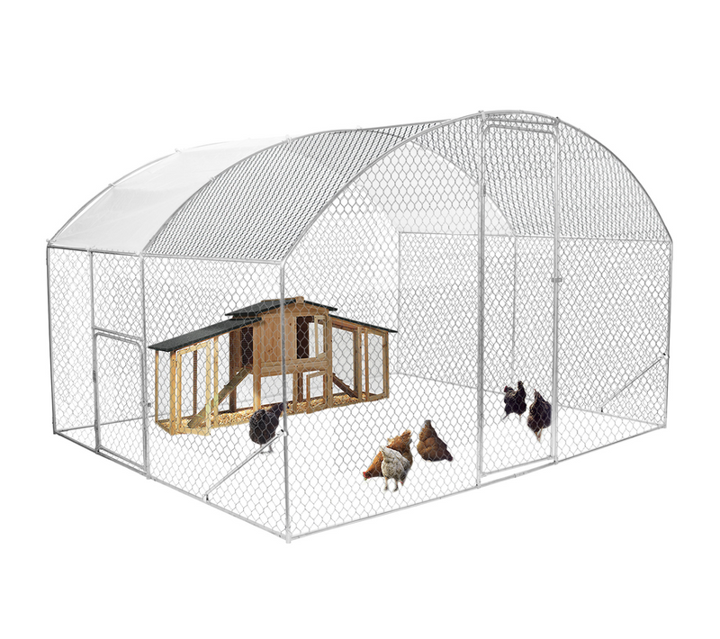 Enclos Poulailler Dôme 7,5 M² Parc Grillagé 3x2,5 M Avec Porte Latérale
