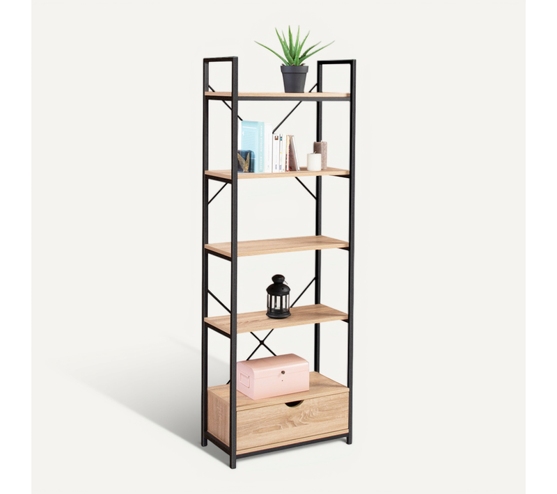 Etagère 5 Niveaux Avec Tiroir Detroit Design Industriel 170 Cm