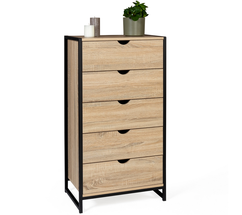 Chiffonnier 5 Tiroirs Detroit 60 Cm Commode Semainier Design Industriel
