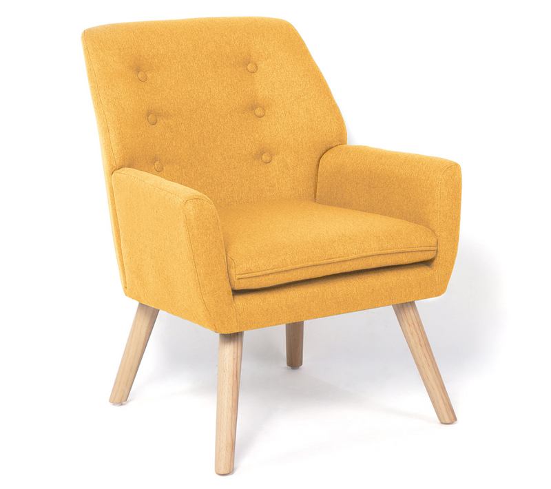 Fauteuil Scandinave Nat En Tissu Jaune Moutarde