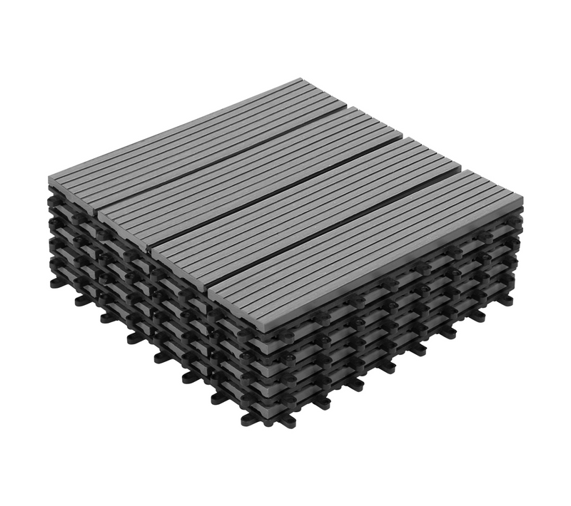Lot De 5 Dalles De Terrasse Wodhy Clipsables Bois Composite Gris 30 X 30 Cm