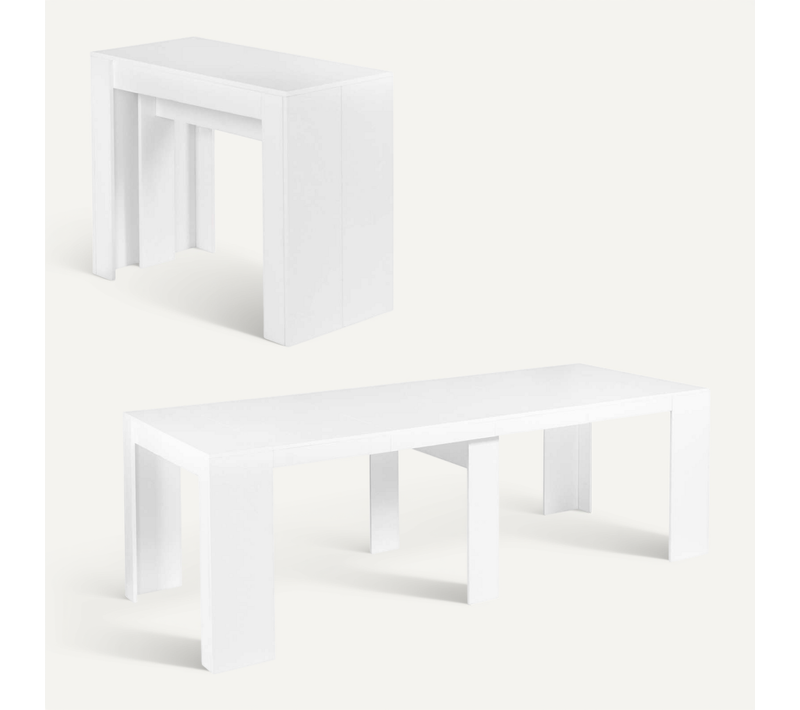 Table Console Extensible Orlando 10 Personnes 235 Cm Bois Blanc