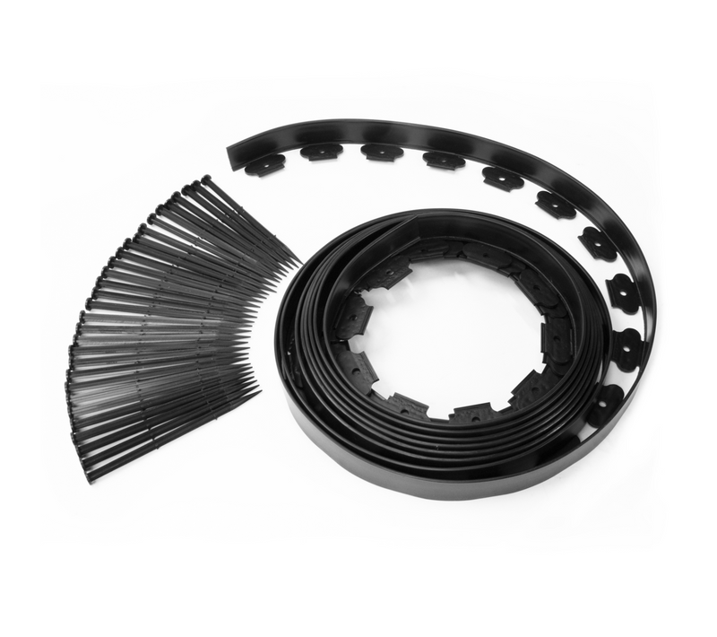 Bordurette De Jardin Flexible 8 M Noire Hauteur 12 Cm + 24 Piquets