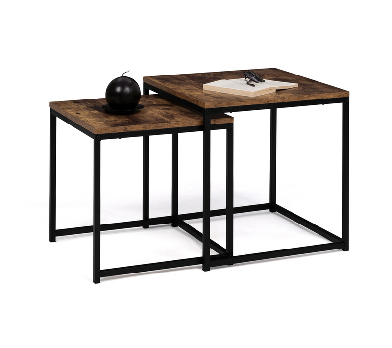 Lot De 2 Tables Basses Gigognes Dayton 40/45 Effet Vieilli Design Industriel