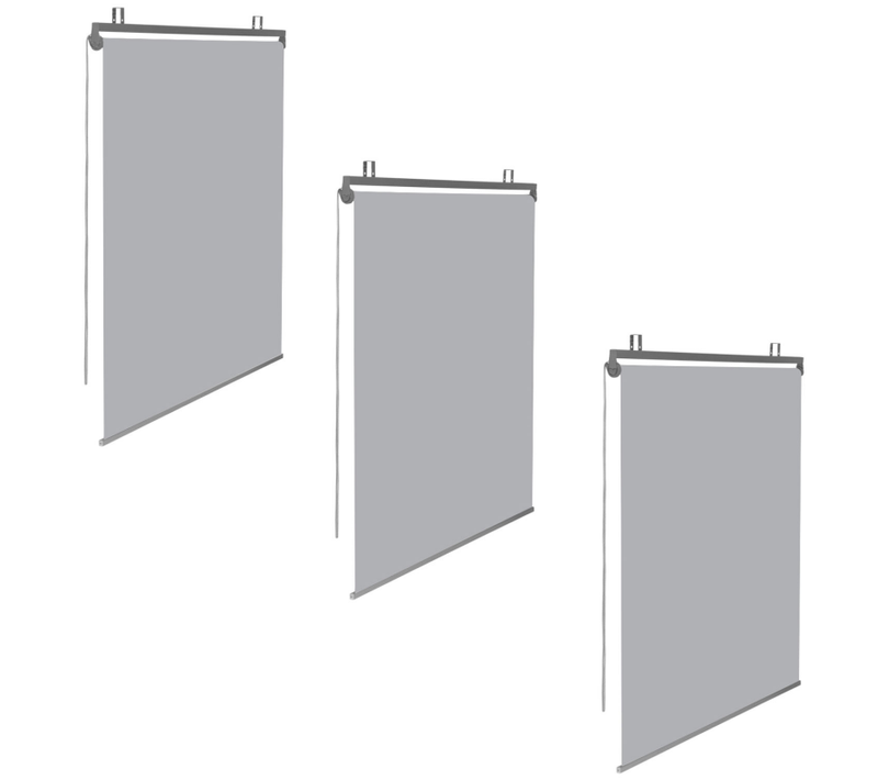 Lot De 3 Stores Enrouleurs L.124 X H. 225 Cm Pour Pergola Gris Clair