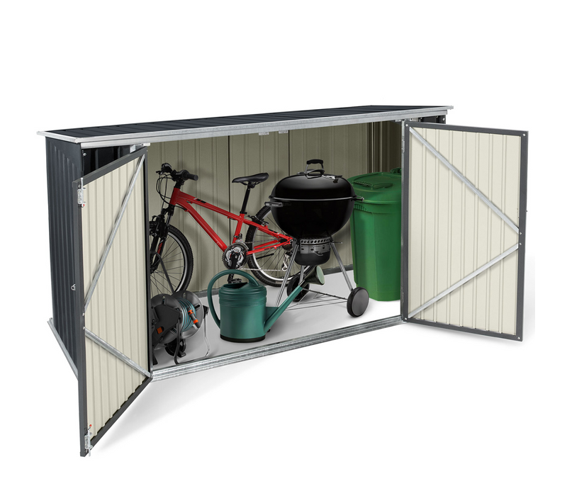 Abri De Jardin En Métal Verrouillable Multi-rangement Pour Stockage Vélos, Outils, Poubelles