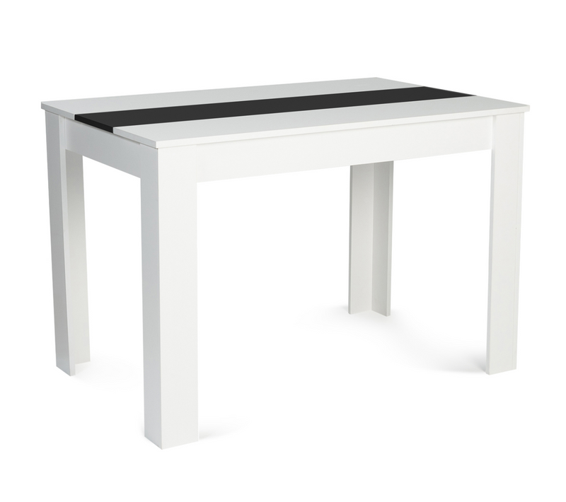 Table à Manger Rectangle Rozy 6 Personnes Blanche Et Noire 110 Cm