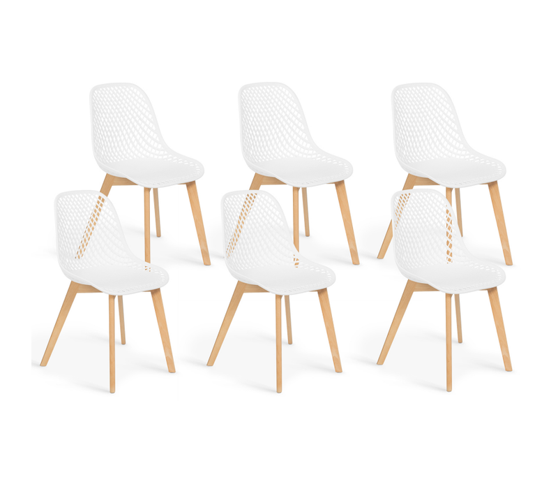 Lot De 6 Chaises Mandy Blanches Pour Salle à Manger