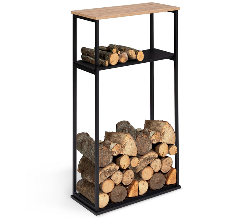 Range Bûches Vertical Large Avec 2 étagères 33 X 66 X 112 Cm Pour Cheminée
