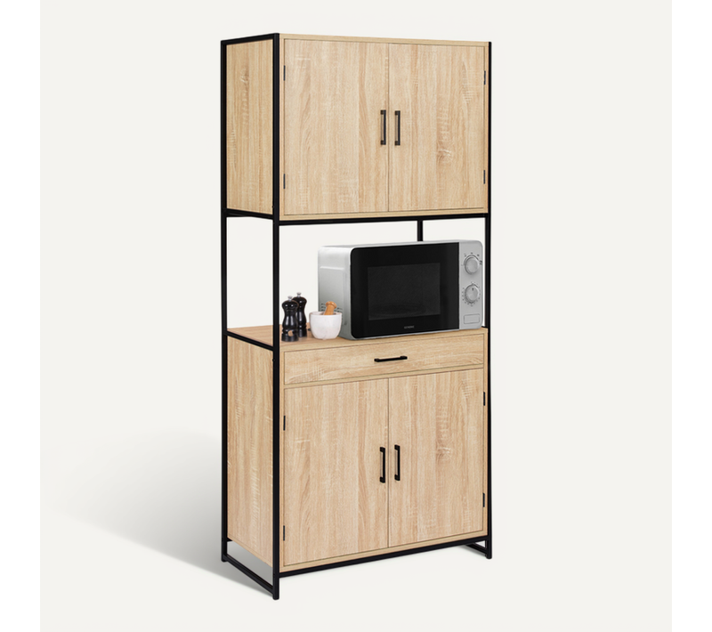 Buffet De Cuisine 80 Cm Detroit Meuble 4 Portes Design Industriel + Tiroir