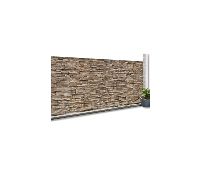 Brise Vue Occultant 1,2 X 10 M Motif Pierre Marron 160 Gr/m²
