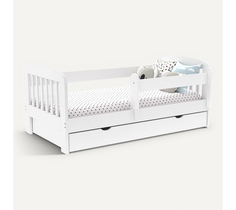 Lit Enfant 80 X 160 Cm Lilia 1 Tiroir De Rangement Avec Sommier Et Barrières