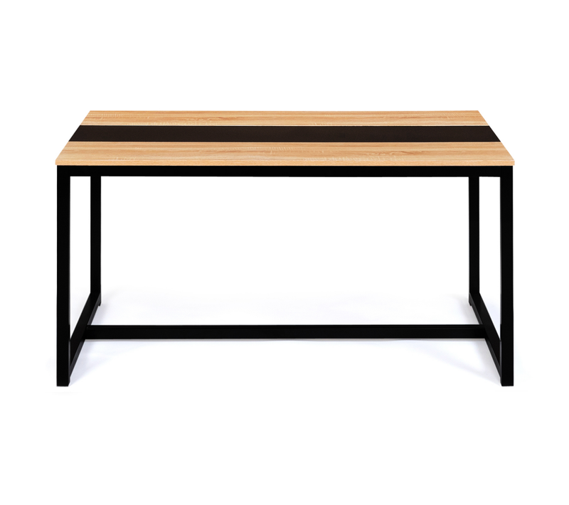 Table à Manger Rectangle Dover 6 Personnes Bande Centrale Noire Design Industriel 120 Cm