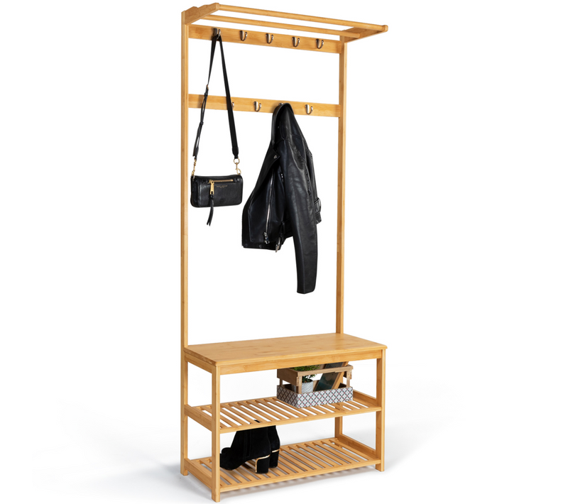 Vestiaire D'entrée Bambou Lana Portant à Vêtements Et Chaussures