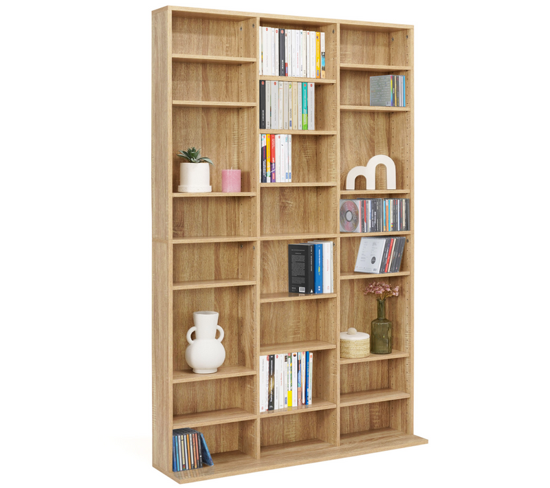 Bibliothèque Étagère Cd Ceylia 30 Cases Avec Étagères Modulables Effet Bois