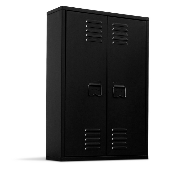 Armoire Murale Ester 2 Portes Métal Noir Design Industriel