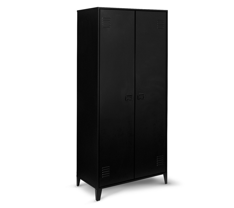 Armoire Vestiaire Penderie Ester 2 Portes Métal Noir Design Industriel