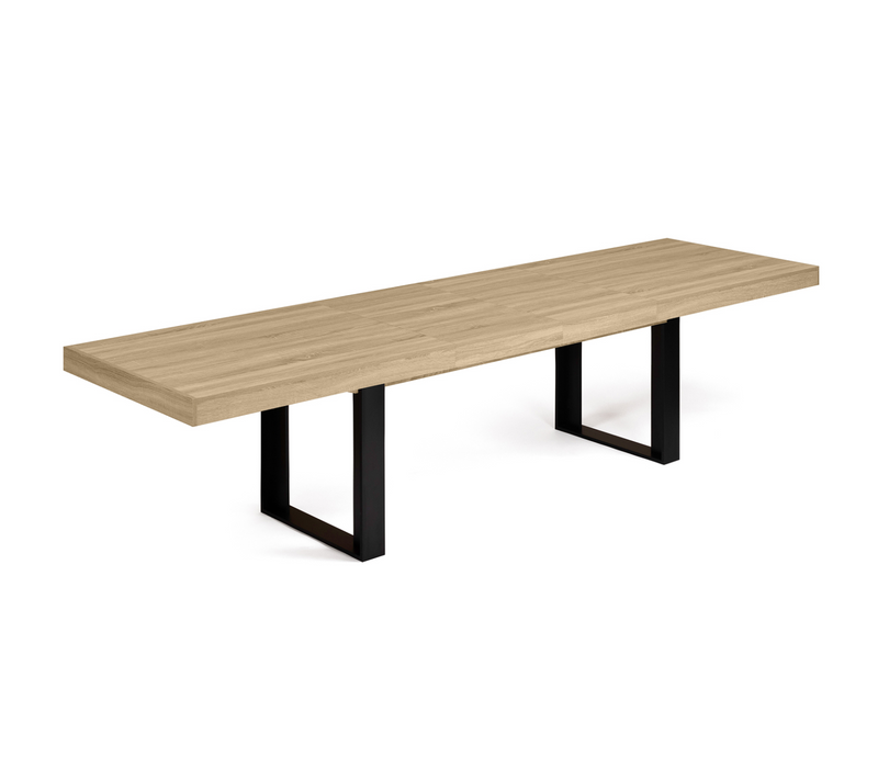 Table à Manger Extensible Rectangle Phoenix 6-12 Personnes Bois Et Noir 200-300 Cm