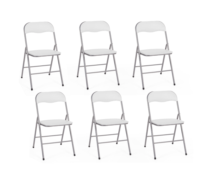 Lot De 6 Chaises Pliantes Kity Blanches En Pu