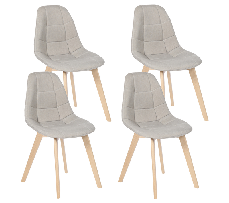 Lot De 4 Chaises Scandinaves Gaby Beige En Tissu Pour Salle à Manger