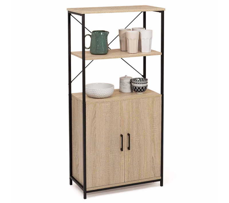 Buffet Haut 2 Portes H. 125 Cm Detroit Avec étagères Design Industriel