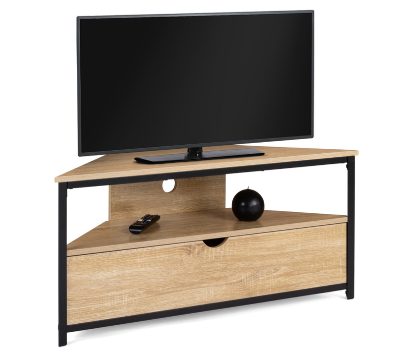 Meuble TV 100 Cm D'angle Detroit Avec Placard Design Industriel