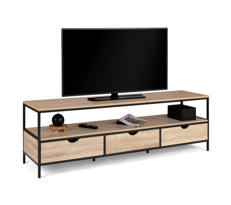 Meuble TV 160 Cm Detroit 3 Tiroirs Design Industriel
