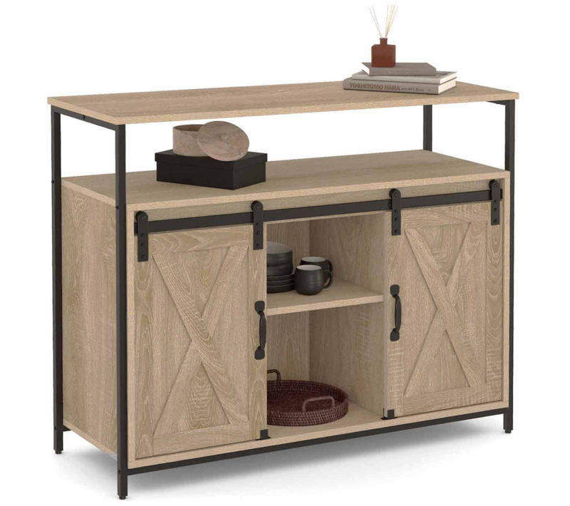 Buffet 100 Cm Quebec 2 Portes Grange Coulissantes Design Industriel