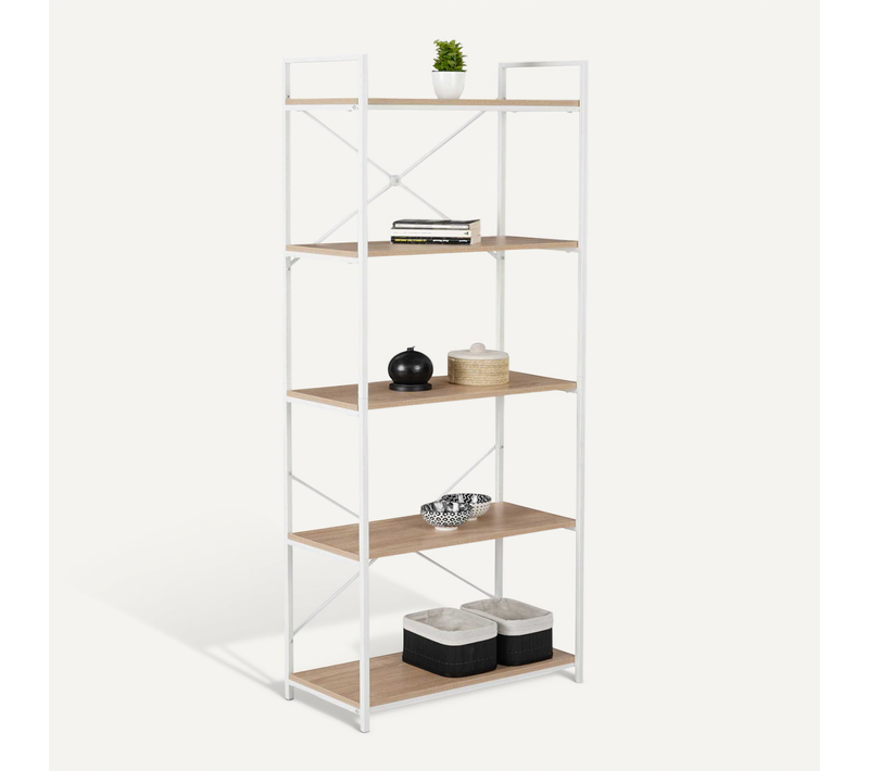 Etagère 5 Niveaux Detroit Design Industriel Bois Et Métal Blanc 170 Cm