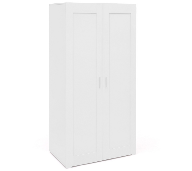 Armoire 2 Portes Vito Blanc Penderie 80 Cm Avec Étagères Rangement Maxi Capacité