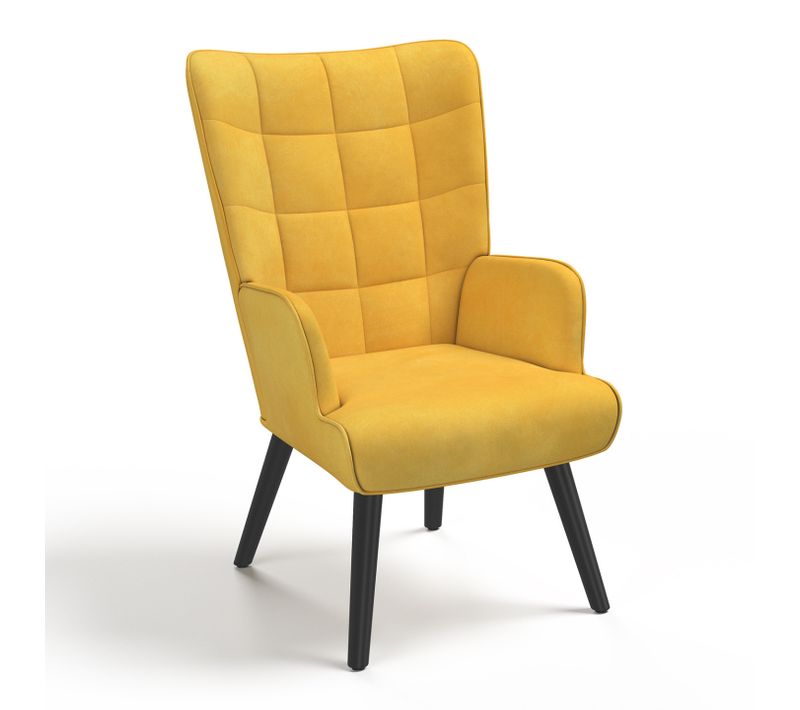 Fauteuil Scandinave Ania Velours Jaune