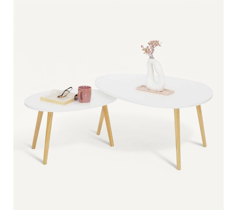Lot De 2 Tables Basses Gigognes Gaia Laquées Blanc Scandinave